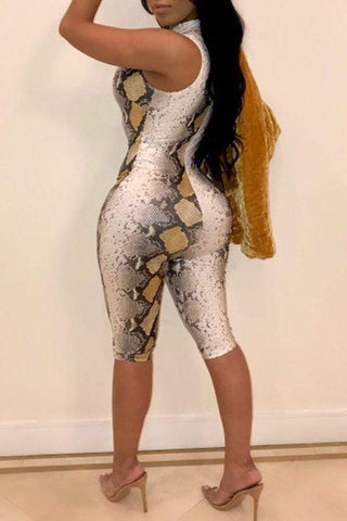 Sexy Animal Printed Yellowish Rice Rompers