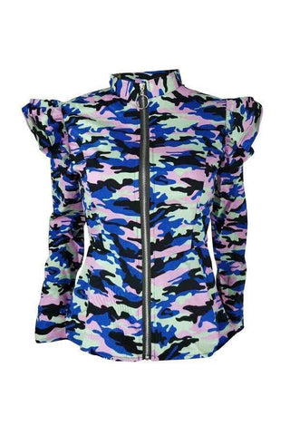 Casual  Camouflage Printed  Green Jacket
