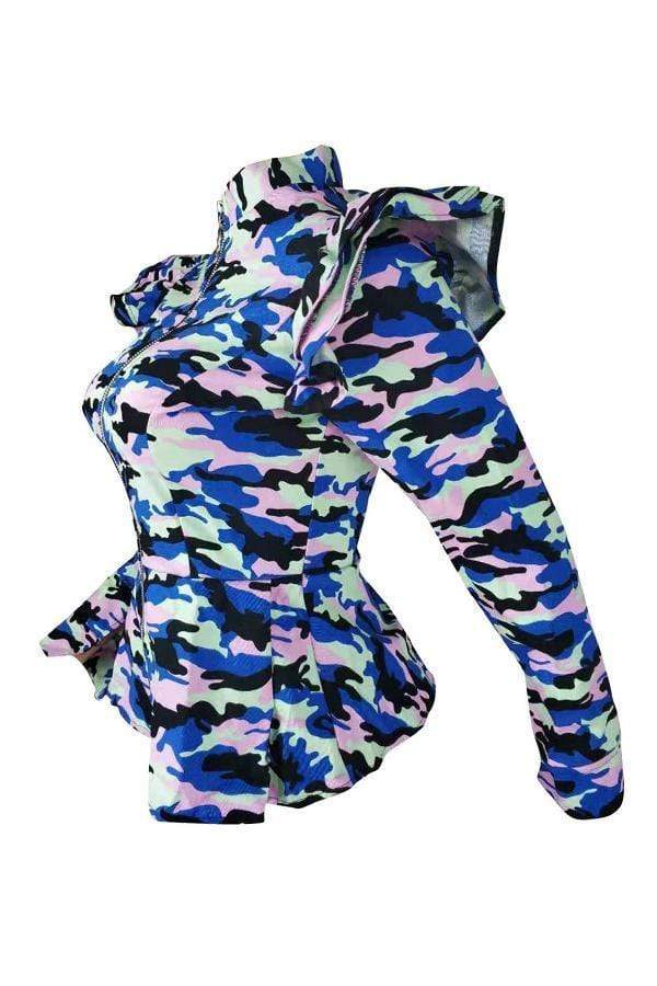 Casual  Camouflage Printed  Green Jacket