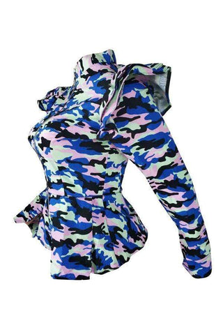 Casual  Camouflage Printed  Green Jacket