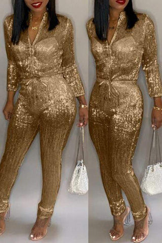 Sweet Zipper Design Jumpsuit