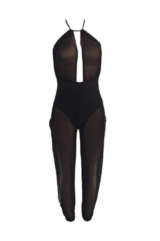 Sexy Patchwork One-piece Jumpsuit (Without  Bra)