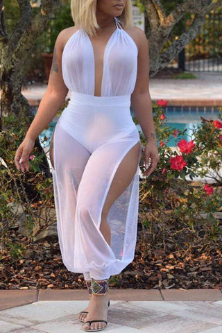 Sexy Patchwork One-piece Jumpsuit (Without  Bra)