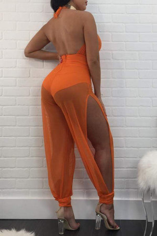 Sexy Patchwork One-piece Jumpsuit (Without  Bra)