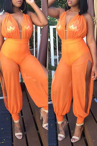 Sexy Patchwork One-piece Jumpsuit (Without  Bra)