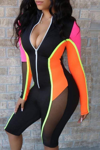 Sexy Patchwork Skinny  Rompers