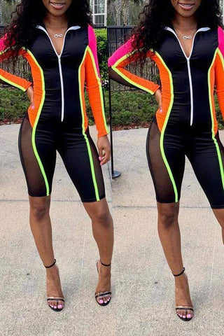 Sexy Patchwork Skinny  Rompers