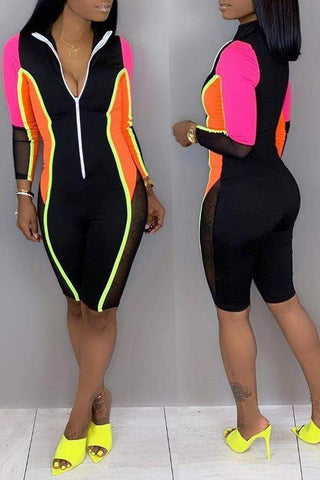 Sexy Patchwork Skinny  Rompers