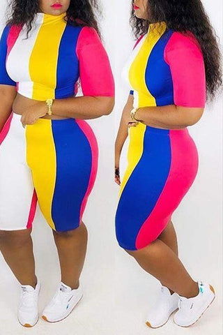 Trendy Striped Shorts Set
