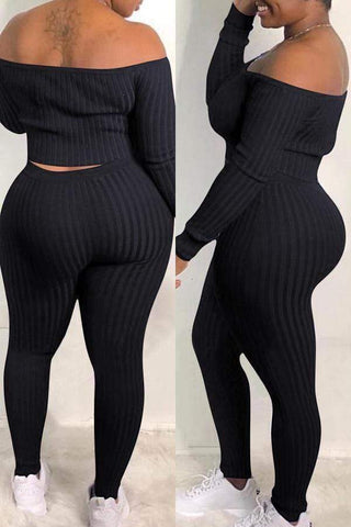 Casual Dew Shoulder Pants Set