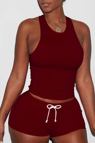 Sportswear Drawstring Shorts Set