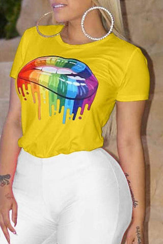 Casual Lip Printed T-shirt