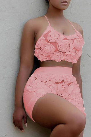 Sweet Floral Lace Two-piece Shorts Set
