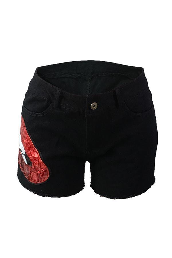 VogueRegion Casual Sequined Decorative Denim Shorts - VogueRegion