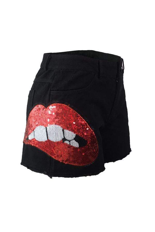 VogueRegion Casual Sequined Decorative Denim Shorts - VogueRegion