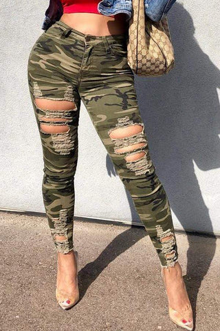VogueRegion Casual Camouflage Printed Pants - VogueRegion