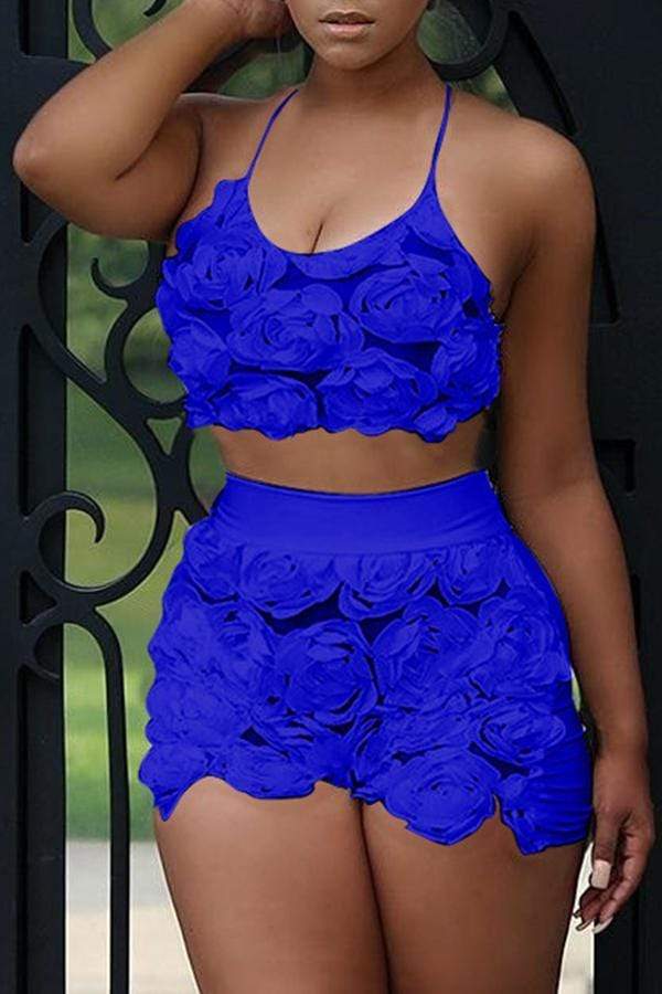 Sweet Floral Lace Two-piece Shorts Set