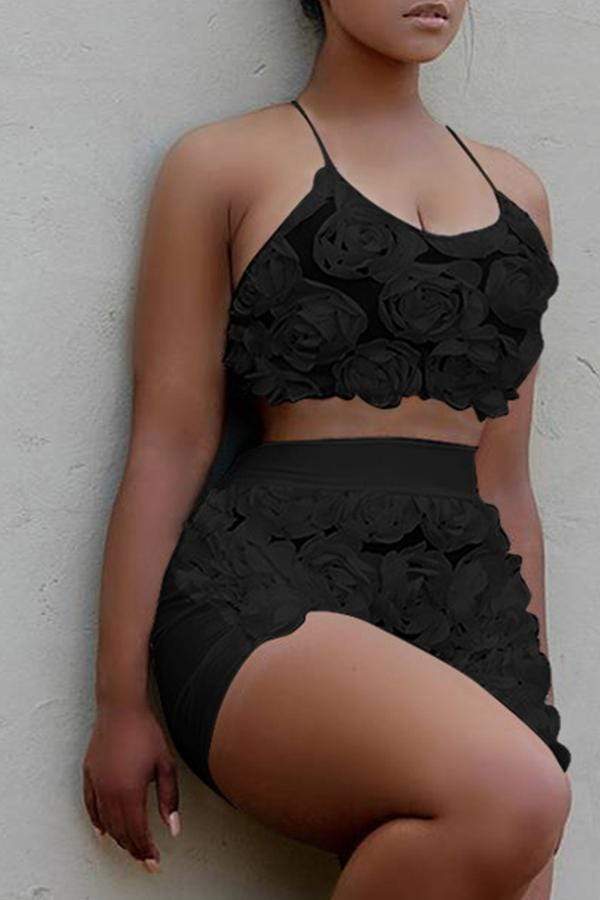 Sweet Floral Lace Two-piece Shorts Set