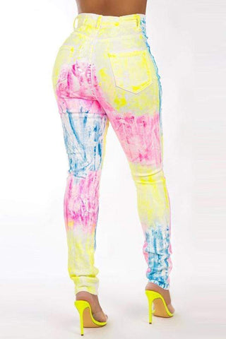 Casual Printed Skinny Multicolor Pants