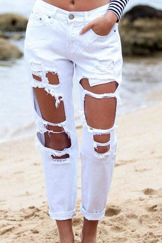 Stylish Broken Holes Jeans