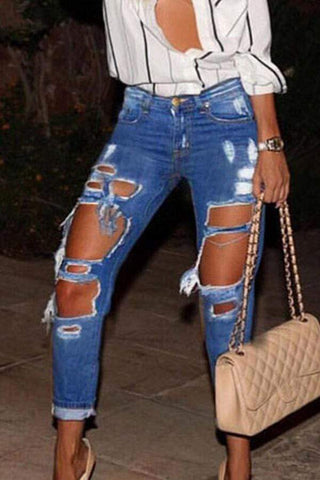 Stylish Broken Holes Jeans