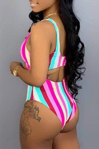 Striped High Waist Two-piece Swimsuit