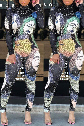 Leisure Print Skinny Jumpsuit