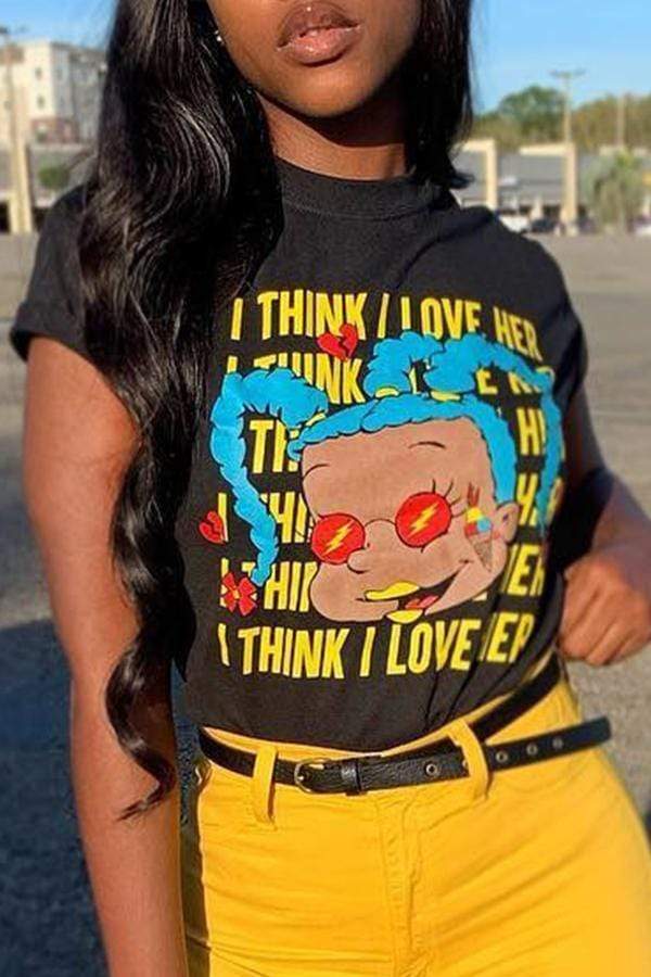 Casual Letter Printed T-shirt