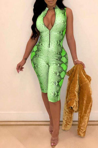 Sexy Animal Printed Yellowish Rice Rompers