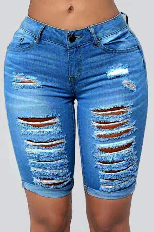 Casual Broken Holes Denim Jeans