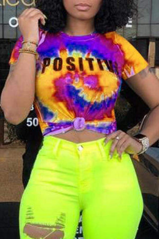 Leisure Letter Print T-shirt