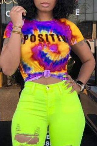 Leisure Letter Print T-shirt