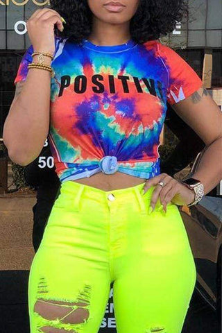 Leisure Letter Print T-shirt