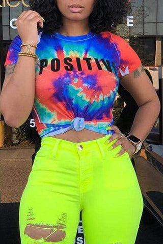 Leisure Letter Print T-shirt