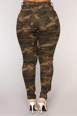 Trendy Patchwork Camouflage Printed Jeans