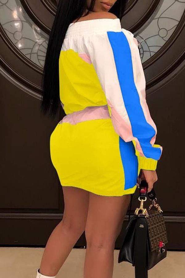 Trendy Patchwork Skirt Set