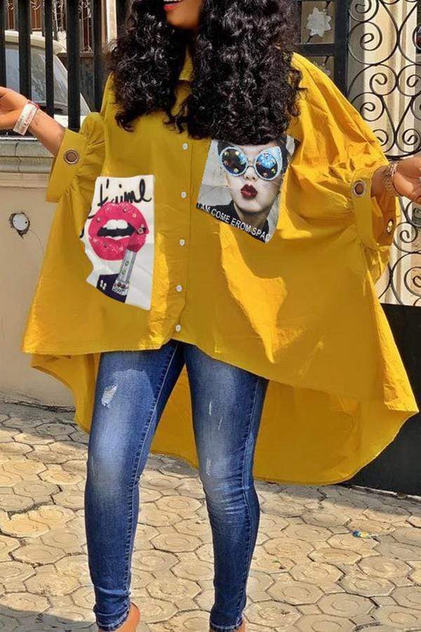 Casual Printed Asymmetrical Shirts