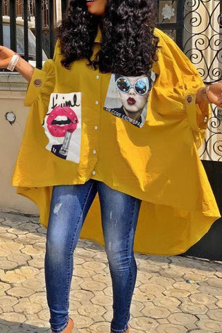 Casual Printed Asymmetrical Shirts