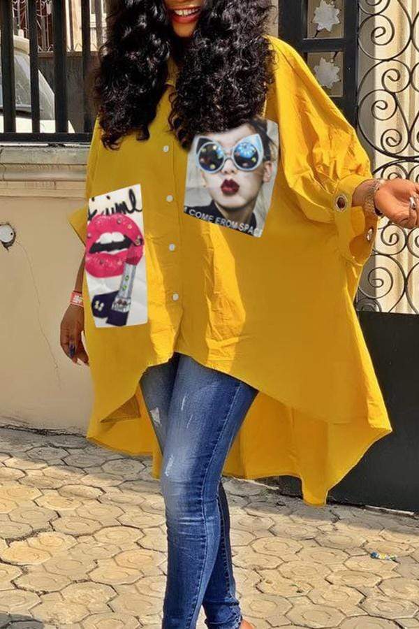 Casual Printed Asymmetrical Shirts