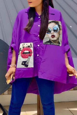 Casual Printed Asymmetrical Shirts