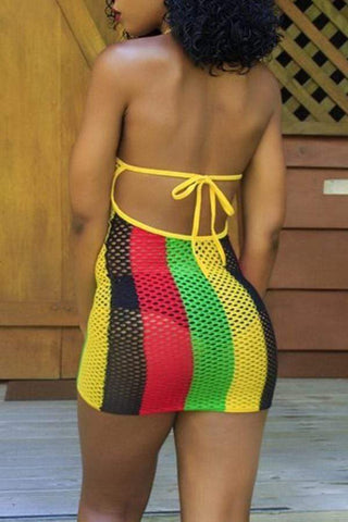 Polyester Striped Halter CoverUps