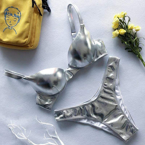 Silver Two-piece Swimwear