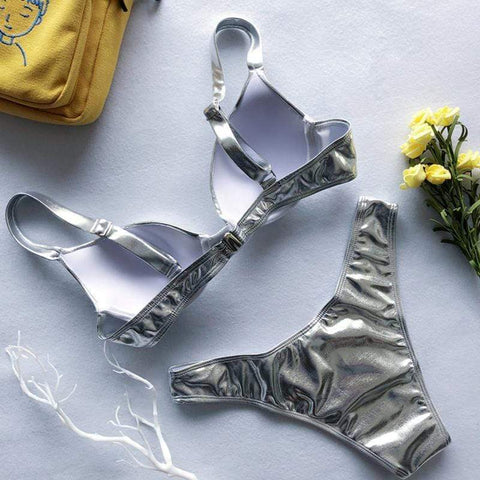 Silver Two-piece Swimwear