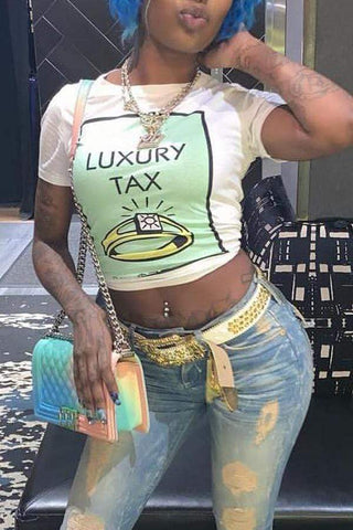Casual Letter Printed T-shirt