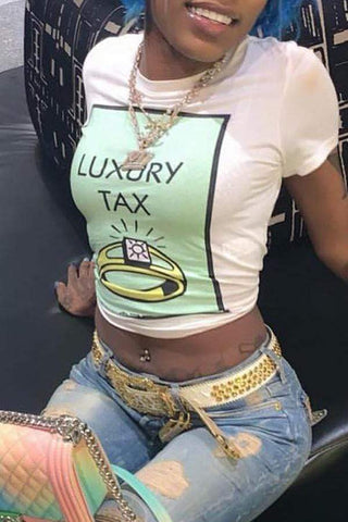 Casual Letter Printed T-shirt
