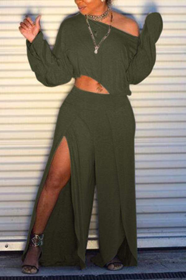 Trendy Side High Slit Pants Set