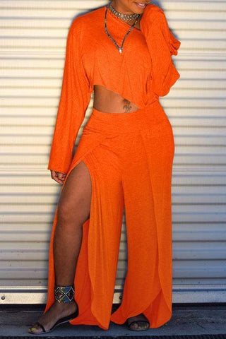 Trendy Side High Slit Pants Set