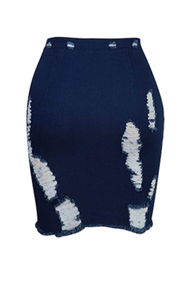 VogueRegion Casual Broken Holes Skirt - VogueRegion