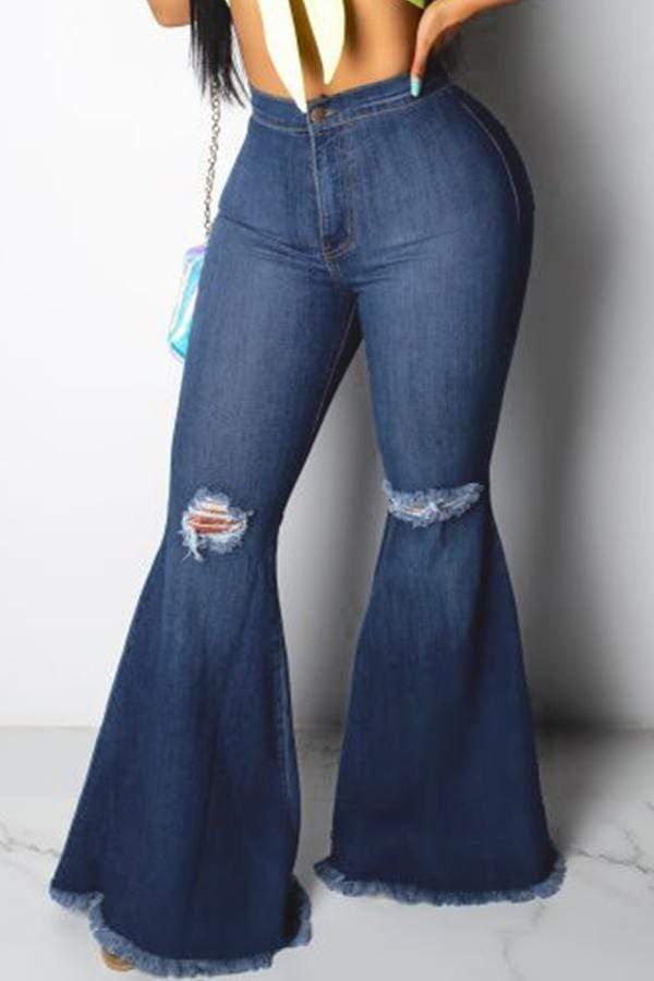 VogueRegion Casual Broken Holes  Jeans - VogueRegion