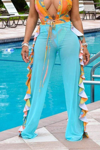 Sexy See-though Ruffle Deign Pants